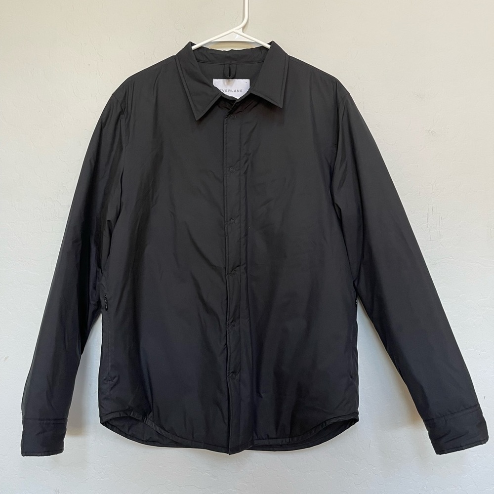 Everlane Black Lightweight Puffer snap button up Jacket size medium